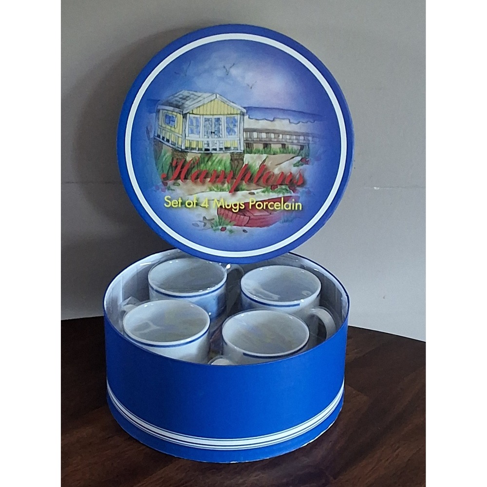 Vintage Essentials Hamptons Porcelain Mug Set of 4 NEW